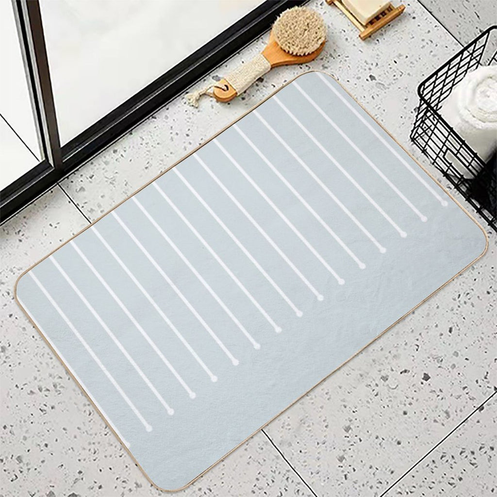 Pale Blue White Minimal Modern Stripe Polka Dot Pattern Pairs Valspar 2023 COTY Rising Tide 4008-3A  Fade-Resistant Bath Mat