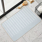 Pale Blue White Minimal Modern Stripe Polka Dot Pattern Pairs Valspar 2023 COTY Rising Tide 4008-3A  Fade-Resistant Bath Mat