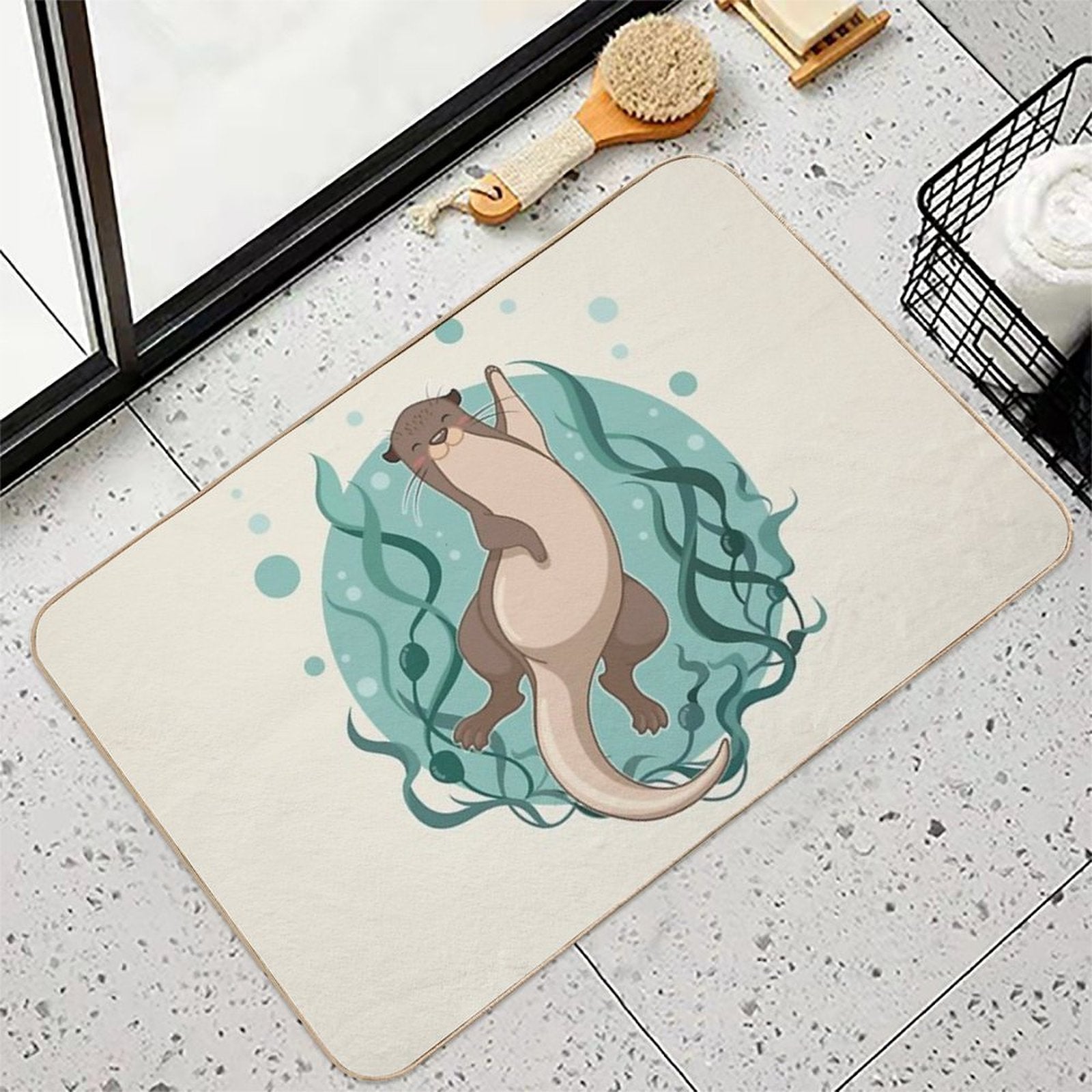 Otter Waving  Versatile Bath Mat