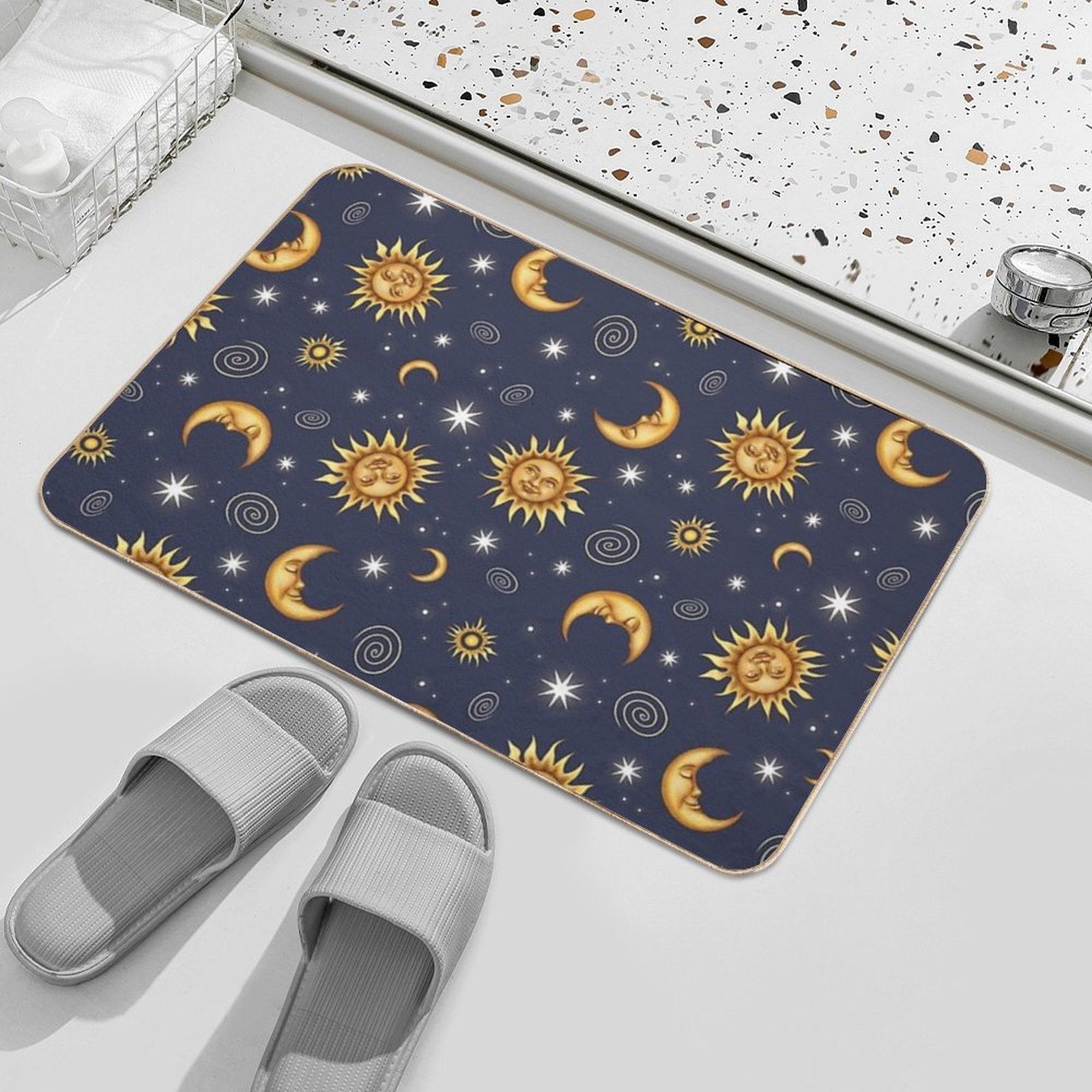Vintage Celestial Pattern  Dirt-Trapping Bath Mat
