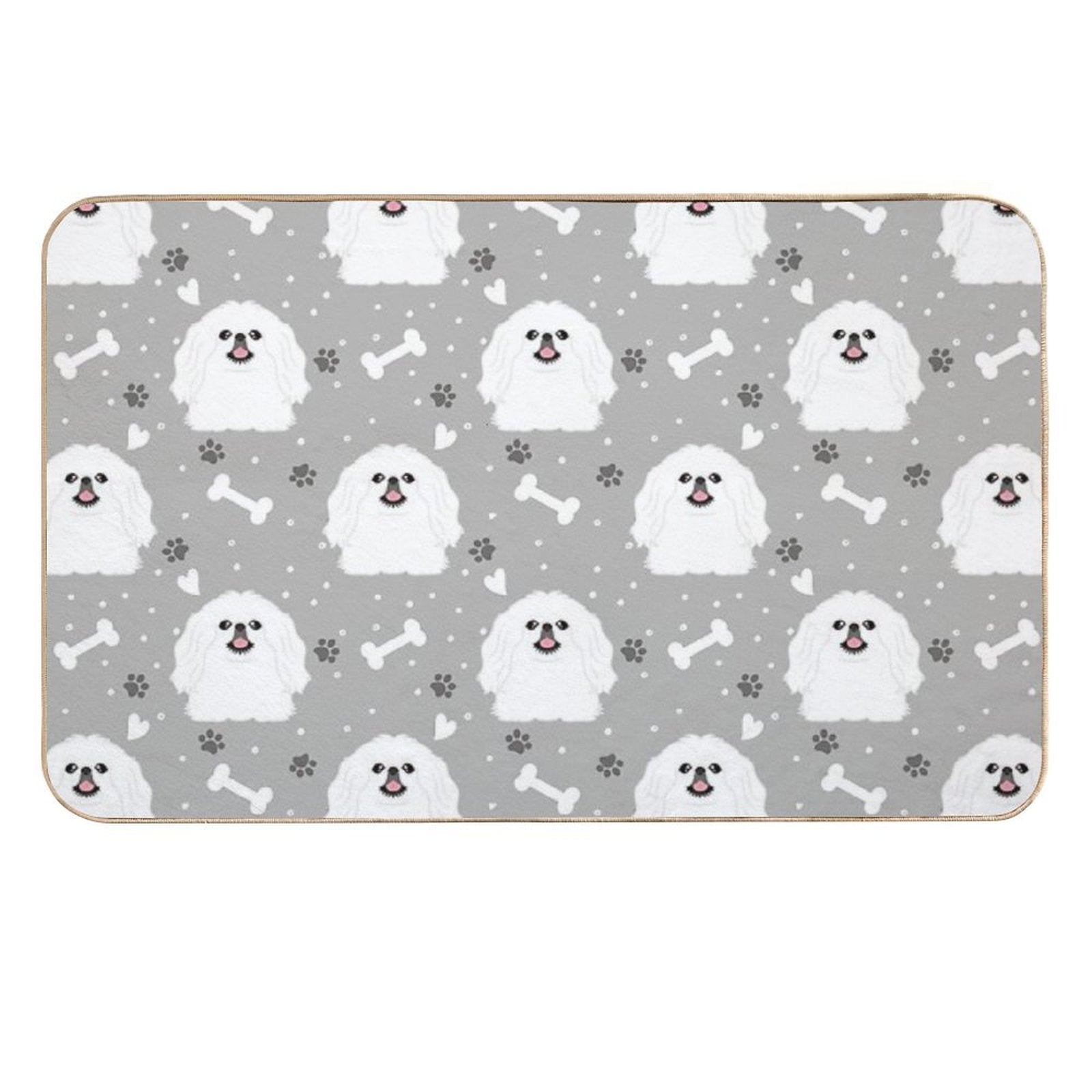 Cute White Pekingese Peke  Anti-Trip Bath Mat