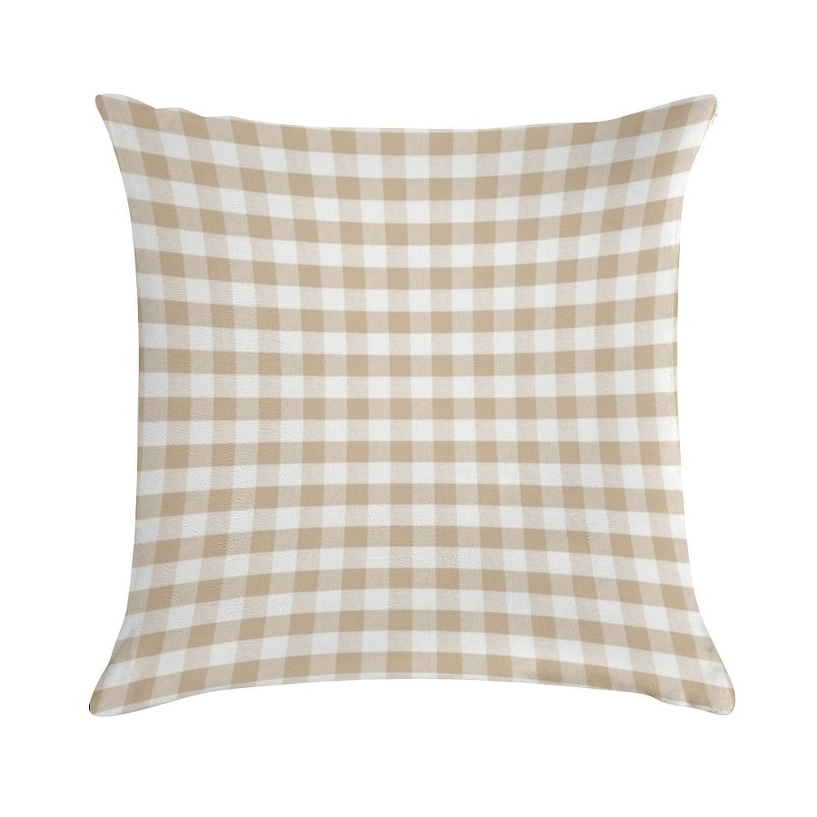 Almond Buff Tan Gingham Soft Gift Ready Throw Pillow