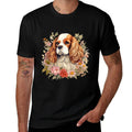 Cavalier King Charles Spaniel Dog With Flowers Floral Men Women Girls Kids  Soft T-Shirt