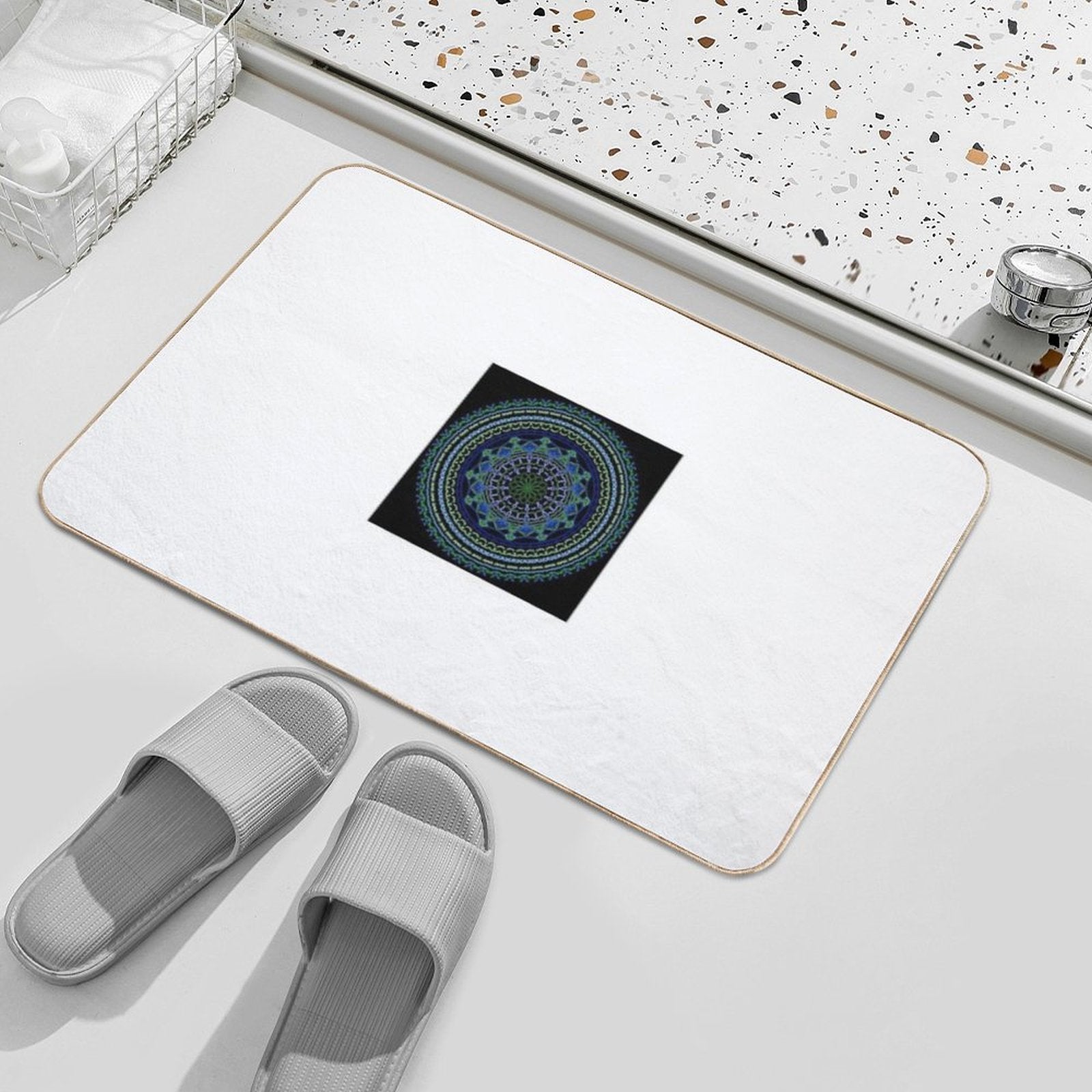 Forest & Tide Mandala – Earth-Inspired Spiritual Geometry for Nature Souls  Non-Slip Bath Mat