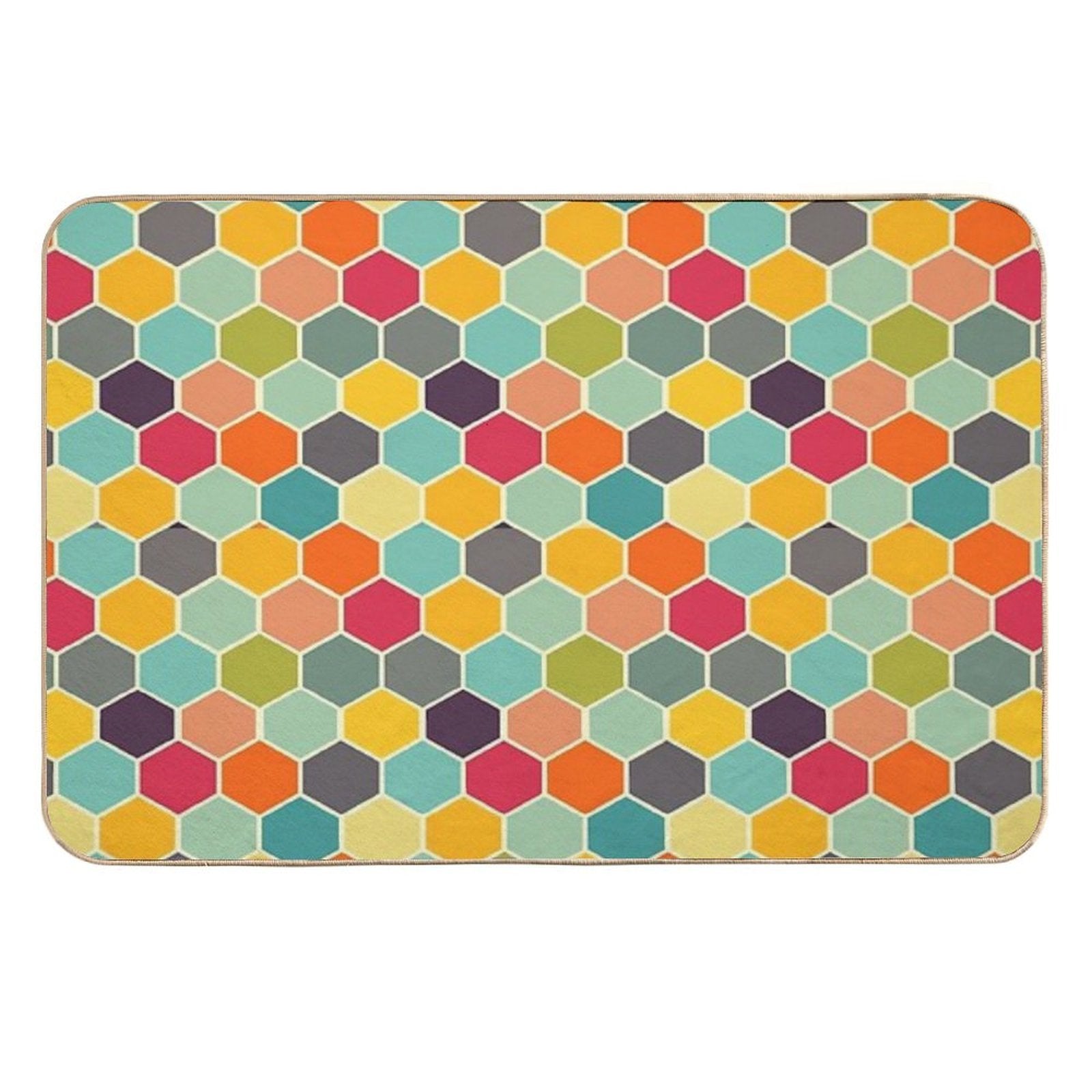 Colorful Retro Hexagon  Rapid-Drying Bath Mat