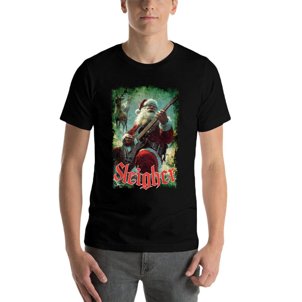 Santa Claus Guitar Sleigher, Funny Rock Music, Christmas  Breathable T-Shirt