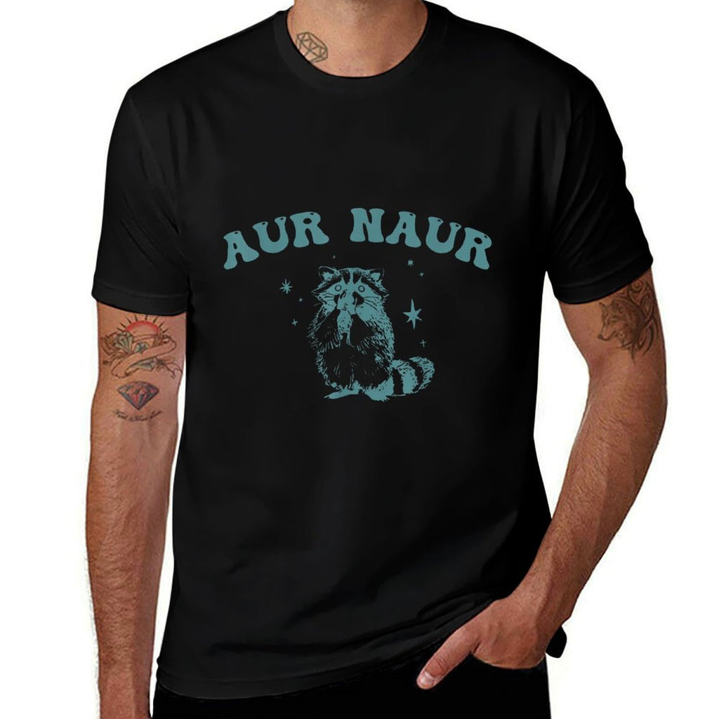 Aur Naur Funny Aur Naur Meme Raccoon Tirash Panda  Rolled Sleeves T-Shirt