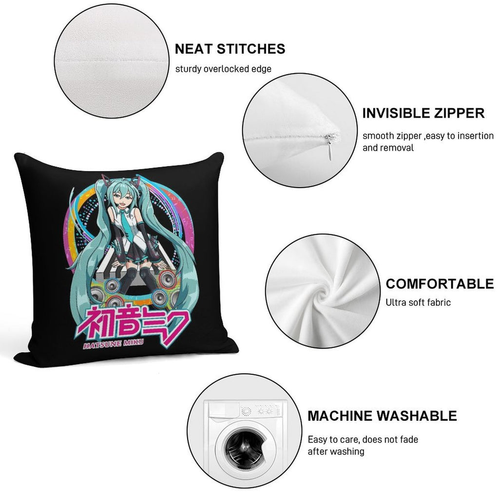 Hatsune Miku Vocaloid by T-TEES Clothing Soft Luxury Feel Throw Pillow