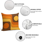 Retro Geometric Design 727 Brown Orange And Yellow Soft Home Decor Throw Pillow
