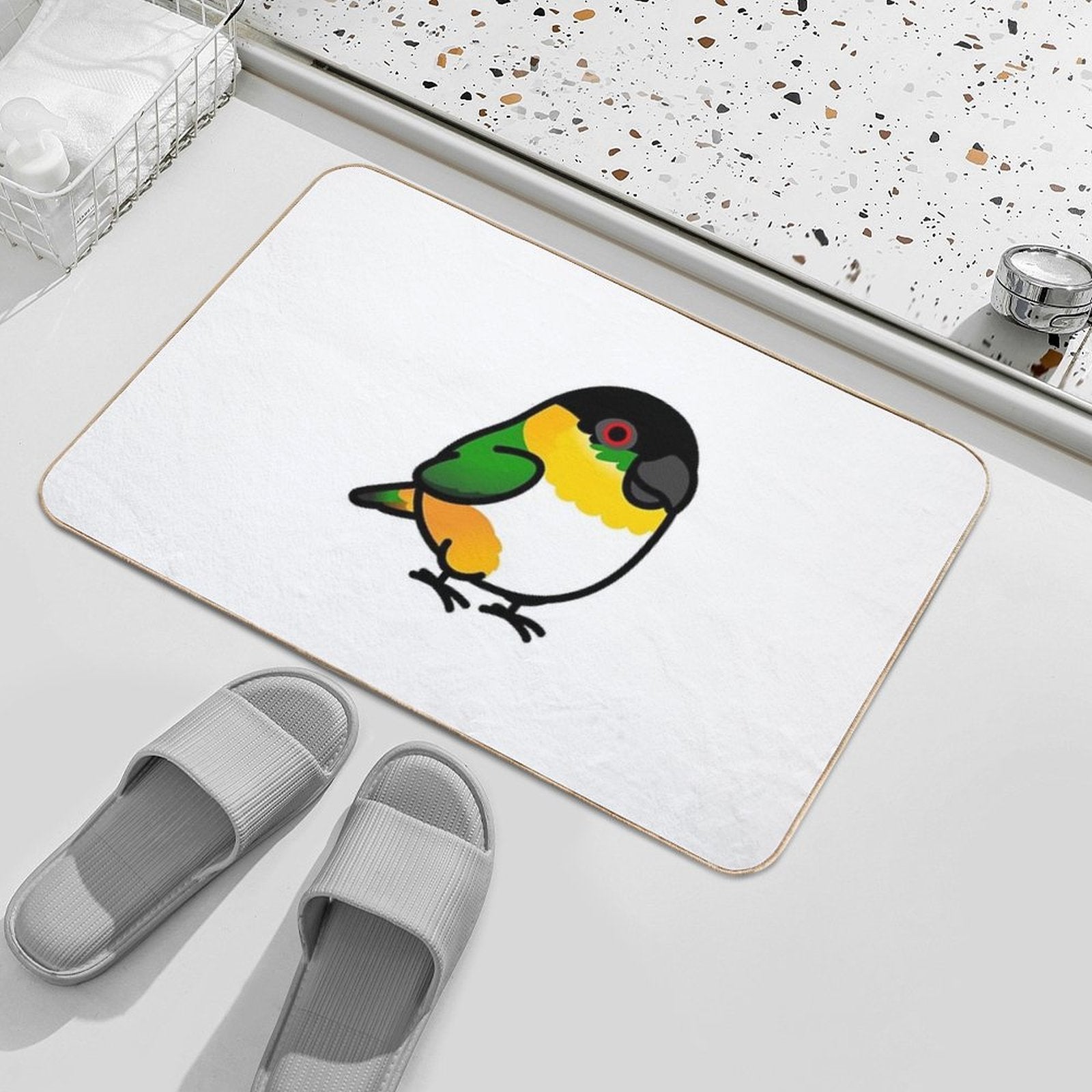 Chubby Black Headed Caique  Slip-Resistant Bath Mat