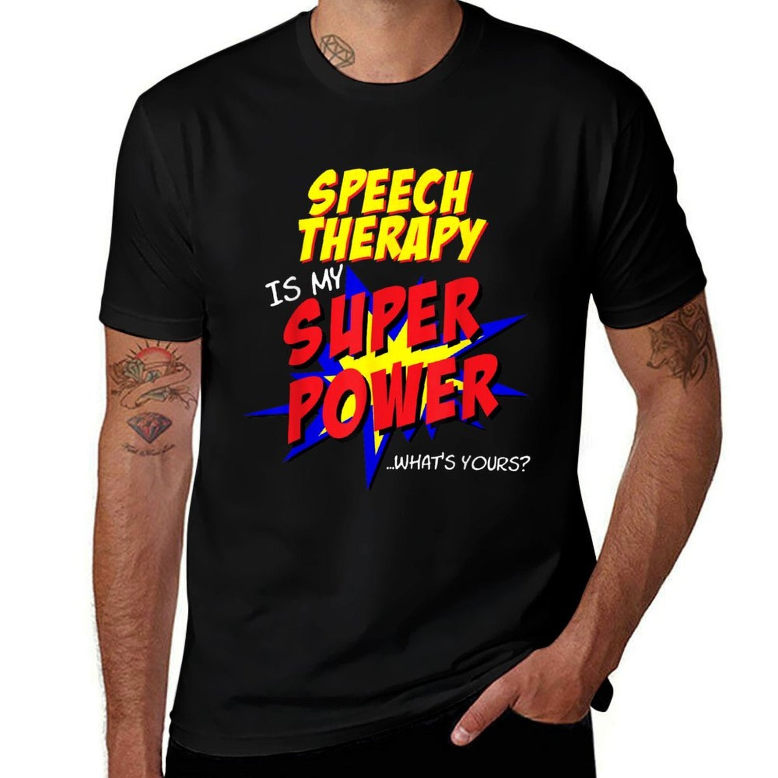 Speech Therapy Teacher Superhero Superpower Comic Book  Graphic-printed T-Shirt