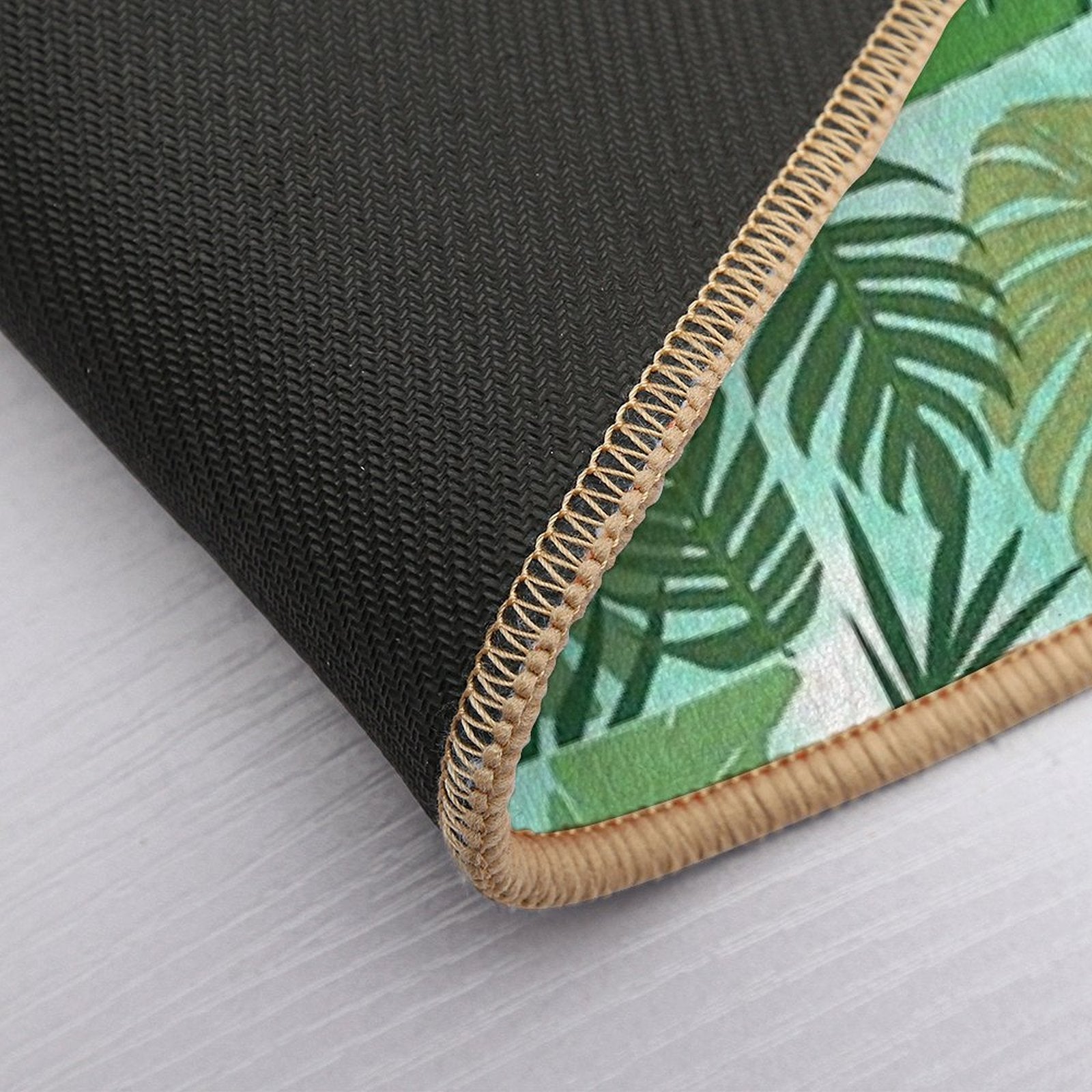 Fairy Tale Monstera Leaves in Shades of Green  Long-Lasting Bath Mat