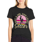 Just A Girl Who Loves Soccer Women Retro Vintage Soccer  Graphic-printed T-Shirt