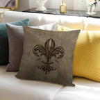 Vintage Fleur-de-lis Sepia Soft Reinforced Edging Throw Pillow