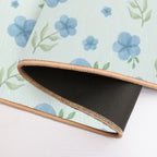 Blue Watercolor Flowers – Soft Green Background Floral Pattern  Non-Slip Bath Mat