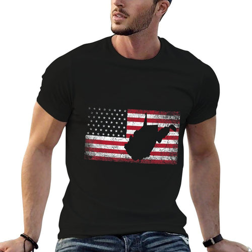American 4th of July West Virginia WV Vintage Men Women  Wrinkle-resistant T-Shirt