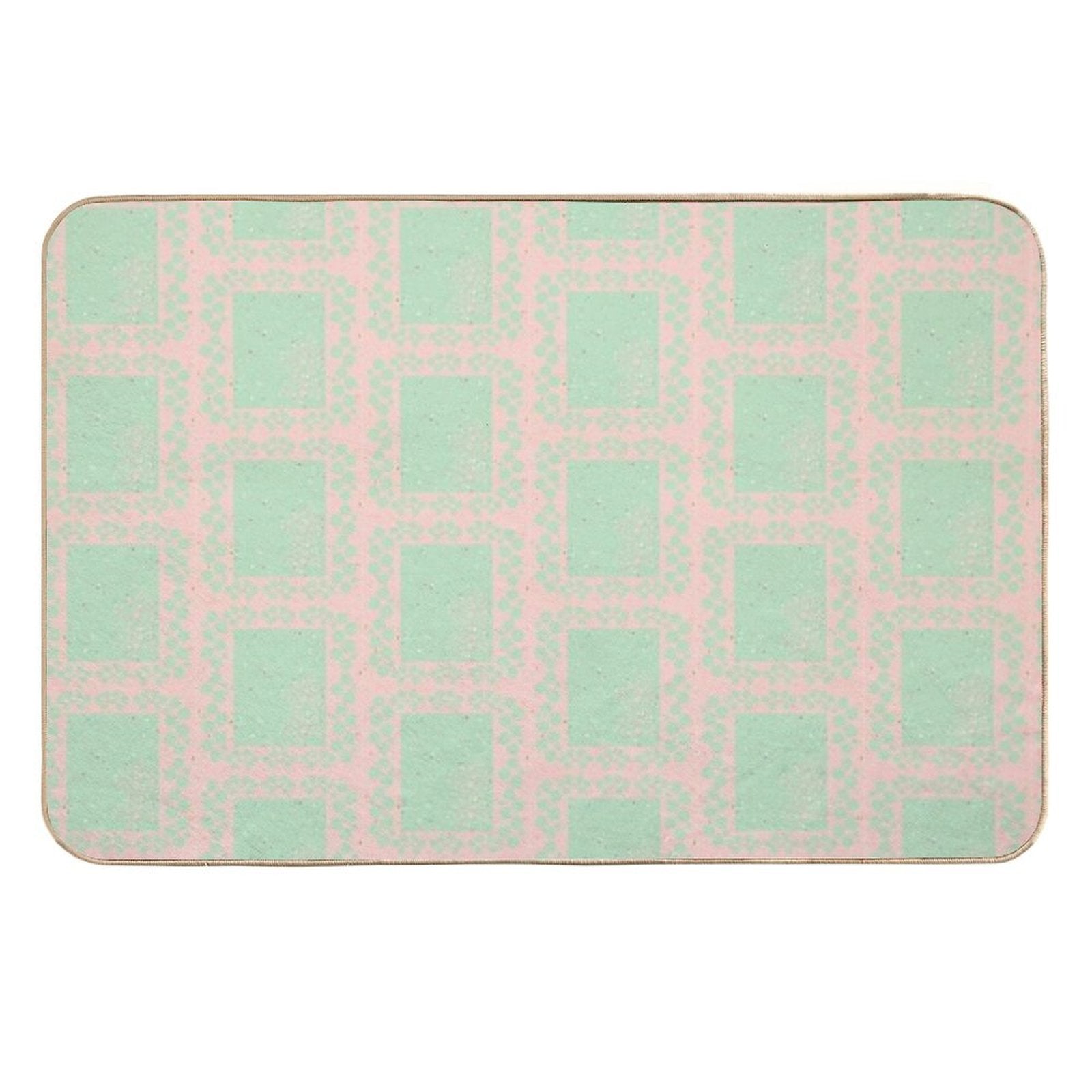 Pink And Green Patterns  Repositionable Bath Mat