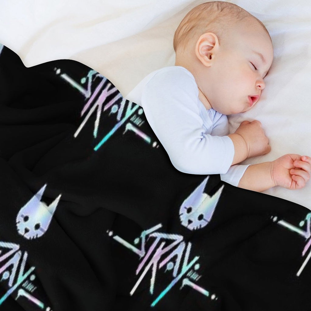 The Stray Game Logo in Holographic Iridescent Rainbow Anti-pilling Throw Blanket