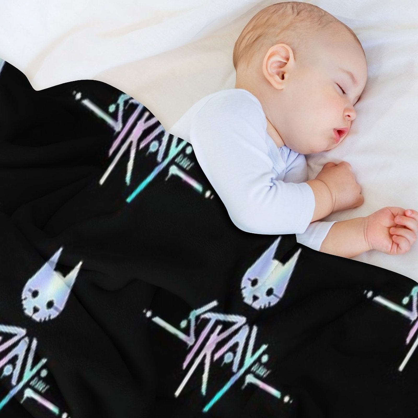 The Stray Game Logo in Holographic Iridescent Rainbow Anti-pilling Throw Blanket