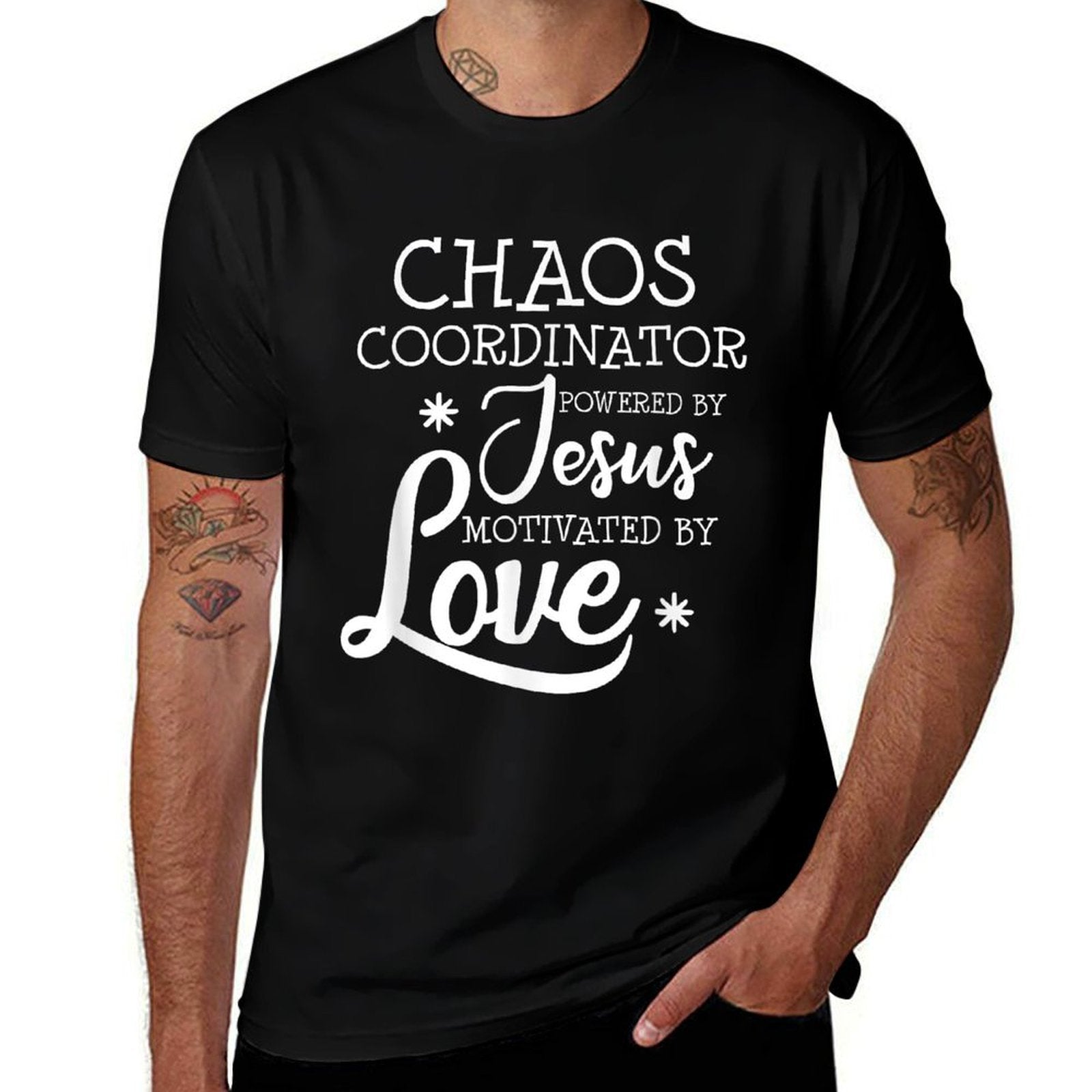Womens Funny Chaos Coordinator Teacher Powered By Jesus Gift  Breathable T-Shirt