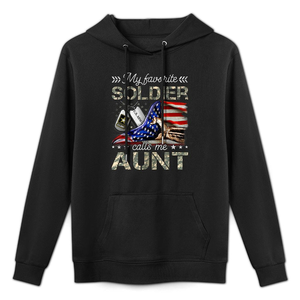My Favorite Soldier Calls Me Aunt Proud Army Aunt Breathable Fabric Hoodie