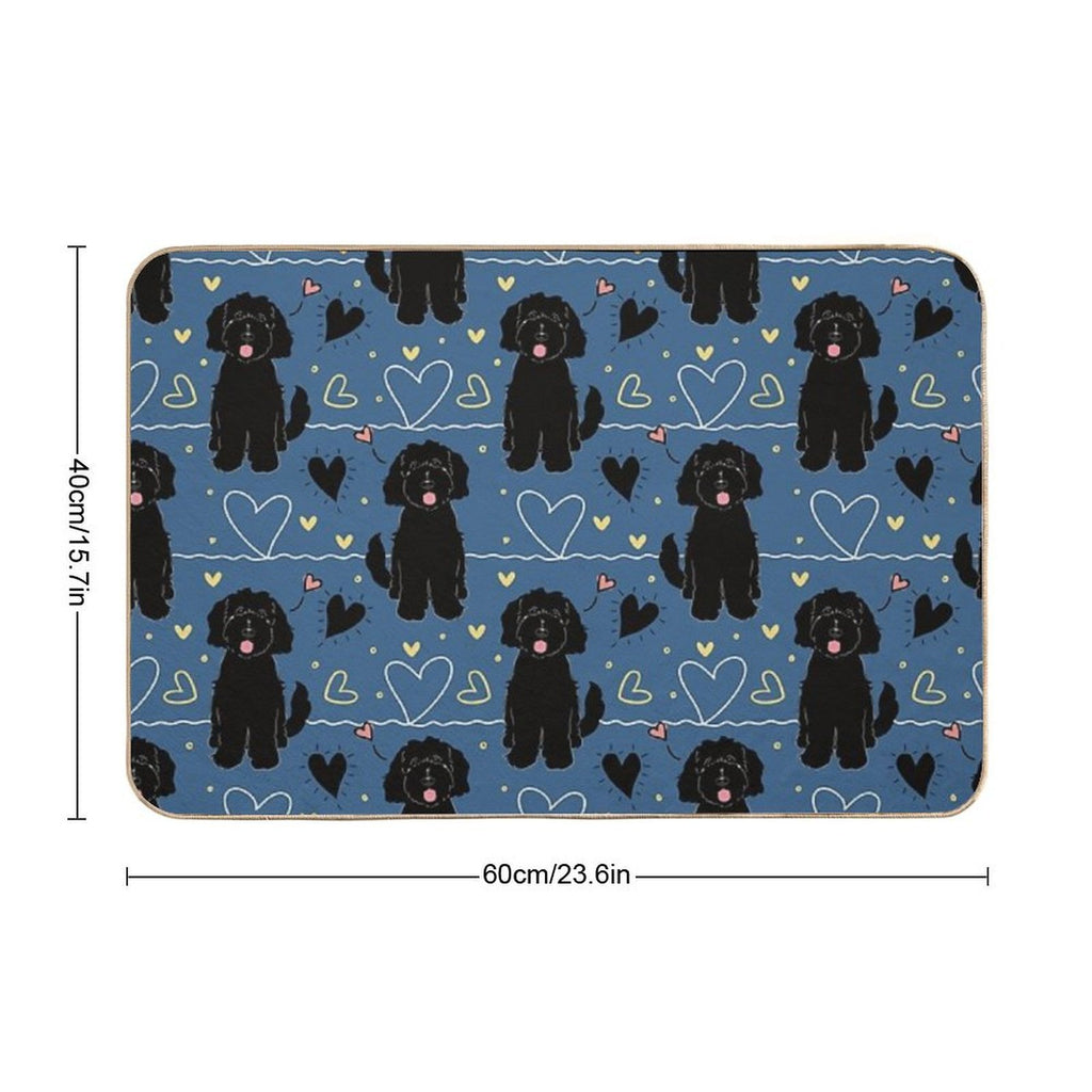 LOVE Black Goldendoodle Dog  Rapid-Drying Bath Mat