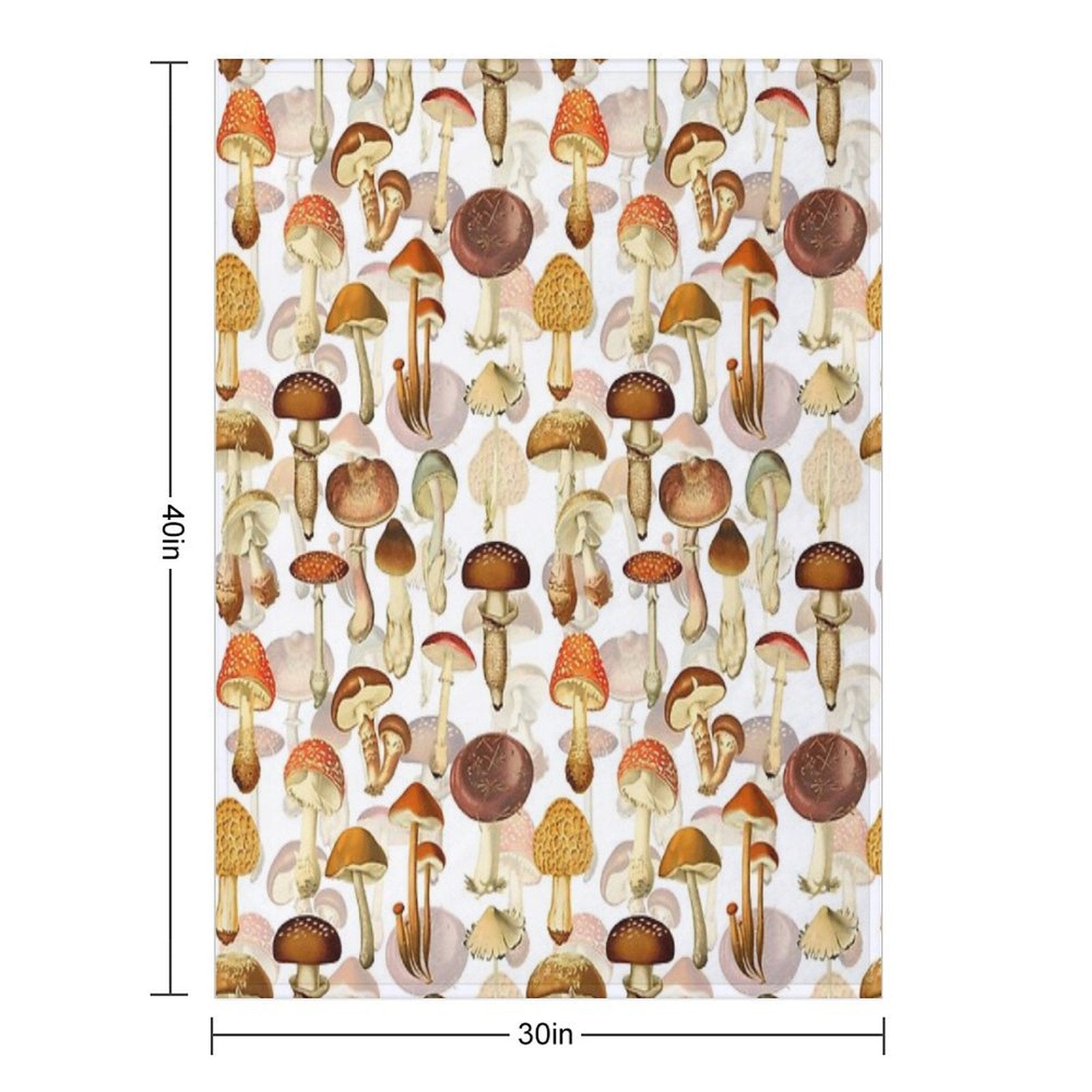 Vintage Toxic Mushrooms Forest Botanical Garden Pattern on White Nightgarden Sustainable Throw Blanket