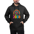 Pre-k Class of 2038 First Day School Colorful Rainbow Girls Kangaroo Pocket Hoodie