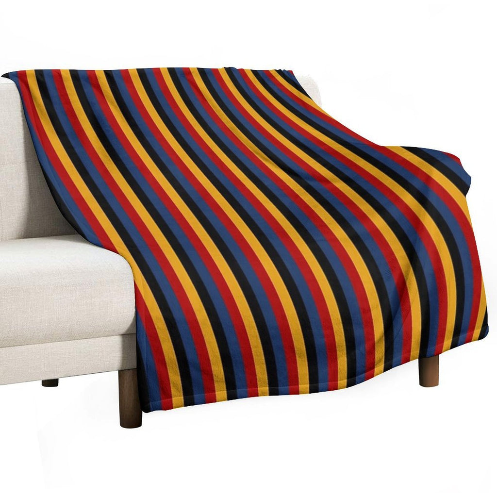 Retro Stripes Red Blue Yellow Black Pattern  Graphicly Pattern Premium Throw Blanket
