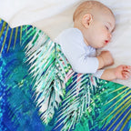 Tropical Jungle Pool  Forest Pop of Color Botanical  Travel Wild Plants Eclectic Watercolor Swim Sustainable Throw Blanket