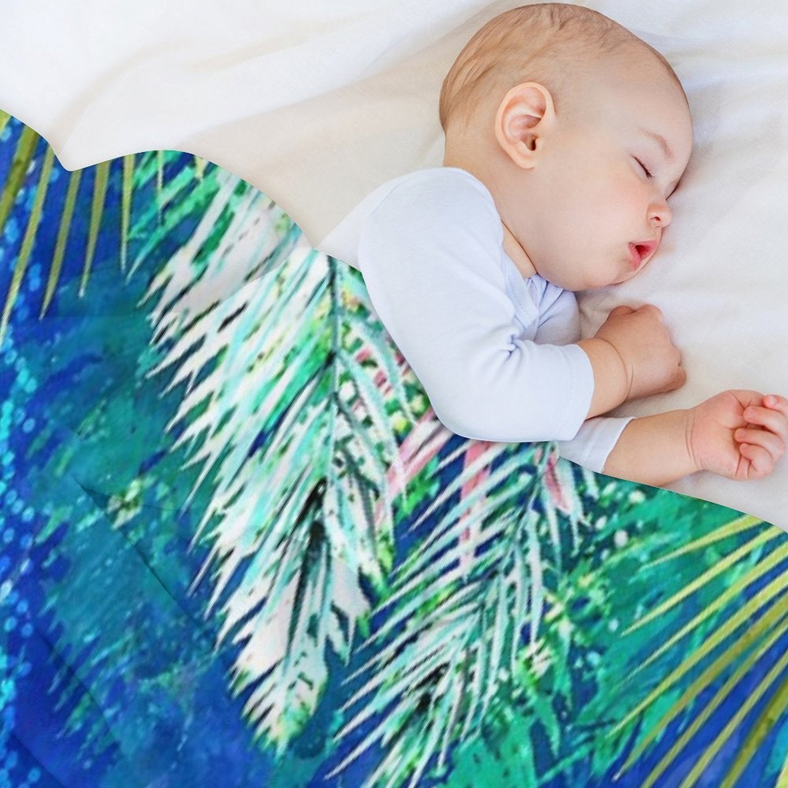 Tropical Jungle Pool  Forest Pop of Color Botanical  Travel Wild Plants Eclectic Watercolor Swim Sustainable Throw Blanket