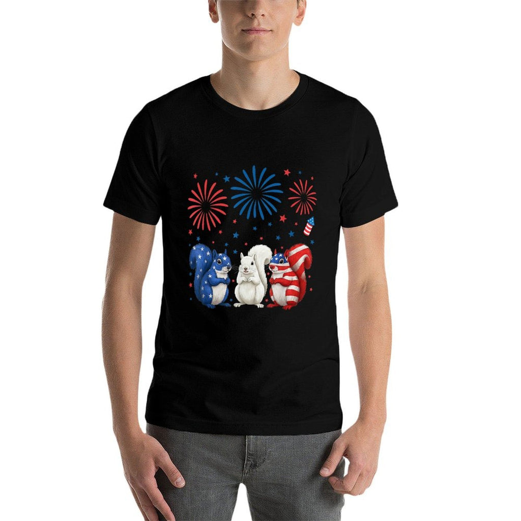 Squirrel USA Patriotic 4th of July Gifts Men Women Kids  Cotton T-Shirt