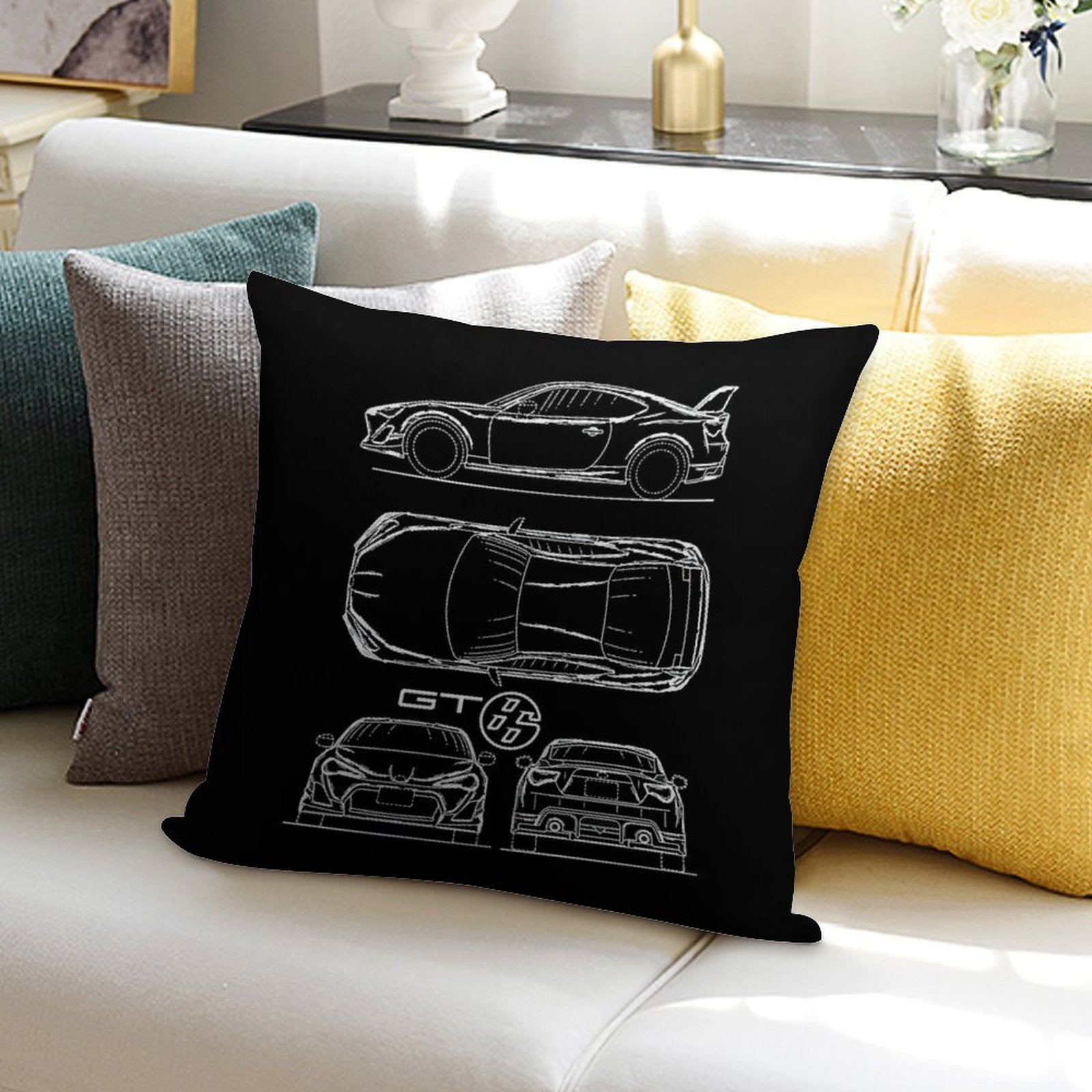 The GT86 Blueprint Soft Multiple Sizes Throw Pillow