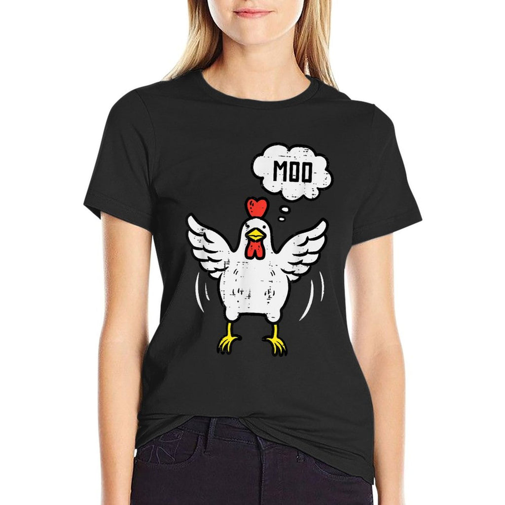 Chicken Cow Moo Funny Farm Animal Hen Farmer Men Women Kids  Wrinkle-resistant T-Shirt
