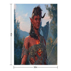 Karlach The Tiefling Barbarian Adventurer Machine-washable Throw Blanket