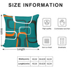 Mid Century Modern Layered Rings Print on Teal Soft Short Plush Fabric Throw Pillow