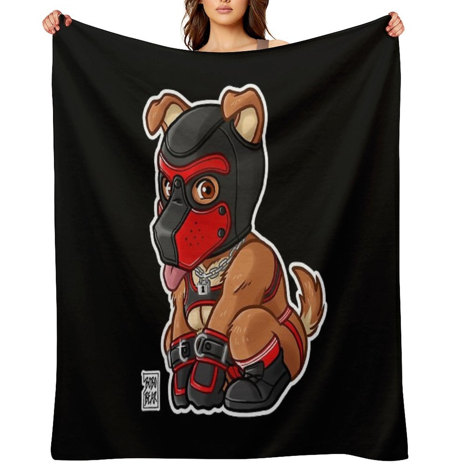 PLAYFUL PUPPY - RED MASK - BEARZOO SERIES Comfort Throw Blanket