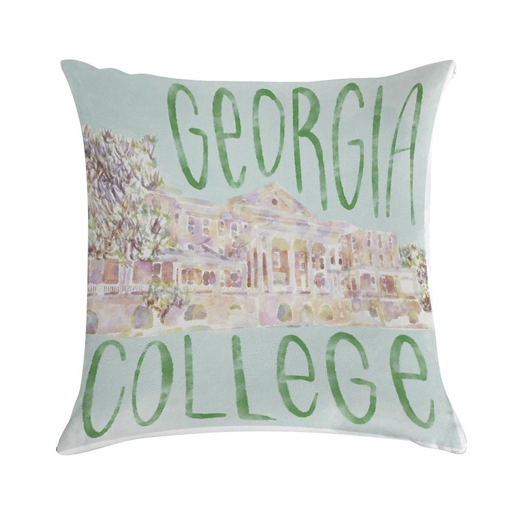 Georgia College Watercolor Sketch Soft Durable Construction Throw Pillow