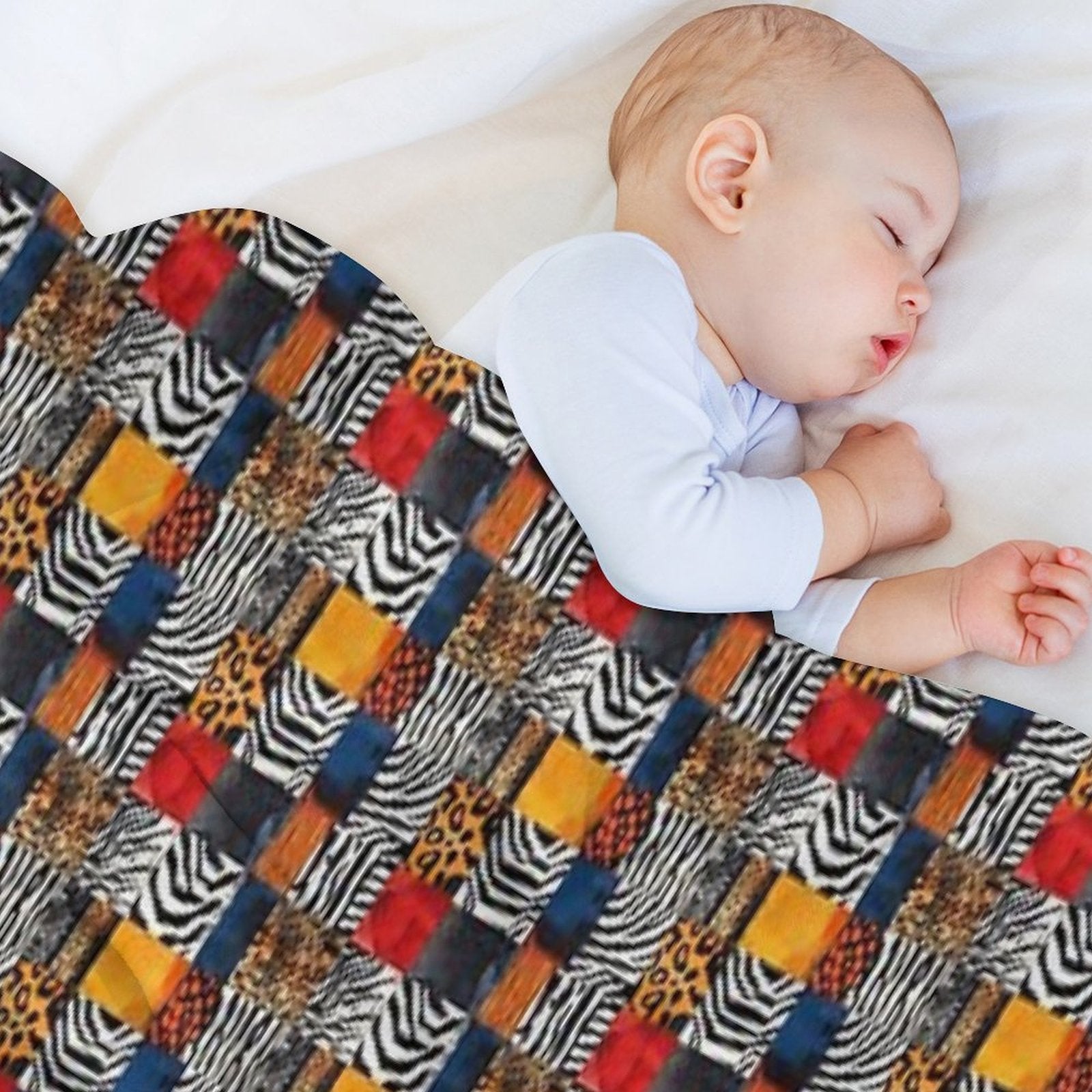 Textile Collage of Wild Prints Eco-conscious Throw Blanket
