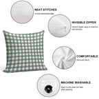 Plaid (sage Greenwhite) Soft Skin-Friendly Throw Pillow