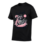 Feral Girl Funny Meme Raccoon Summer Vacation Hawaii Beach  Ribbed Collar T-Shirt