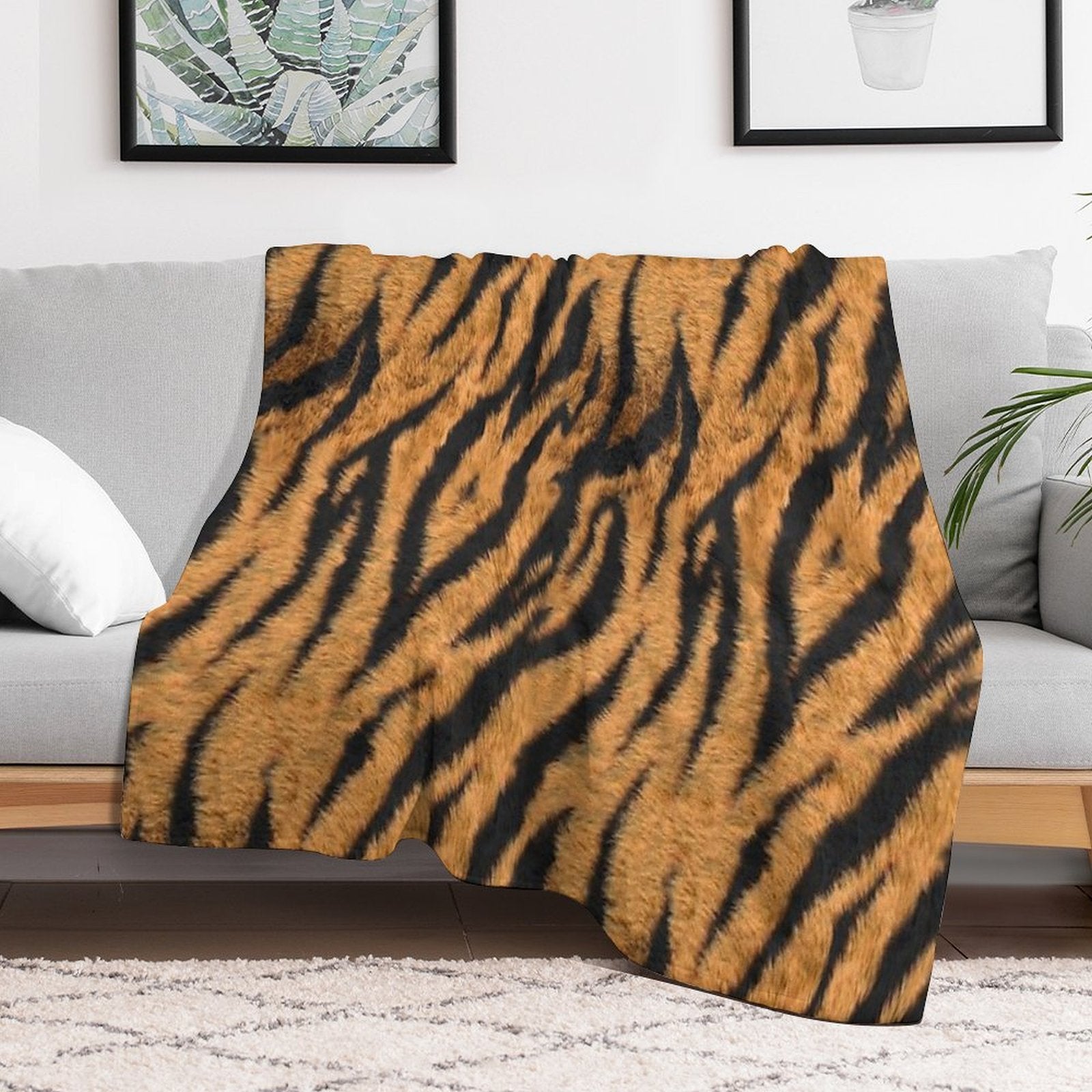 Tiger Stripe Cover Plush Throw Blanket