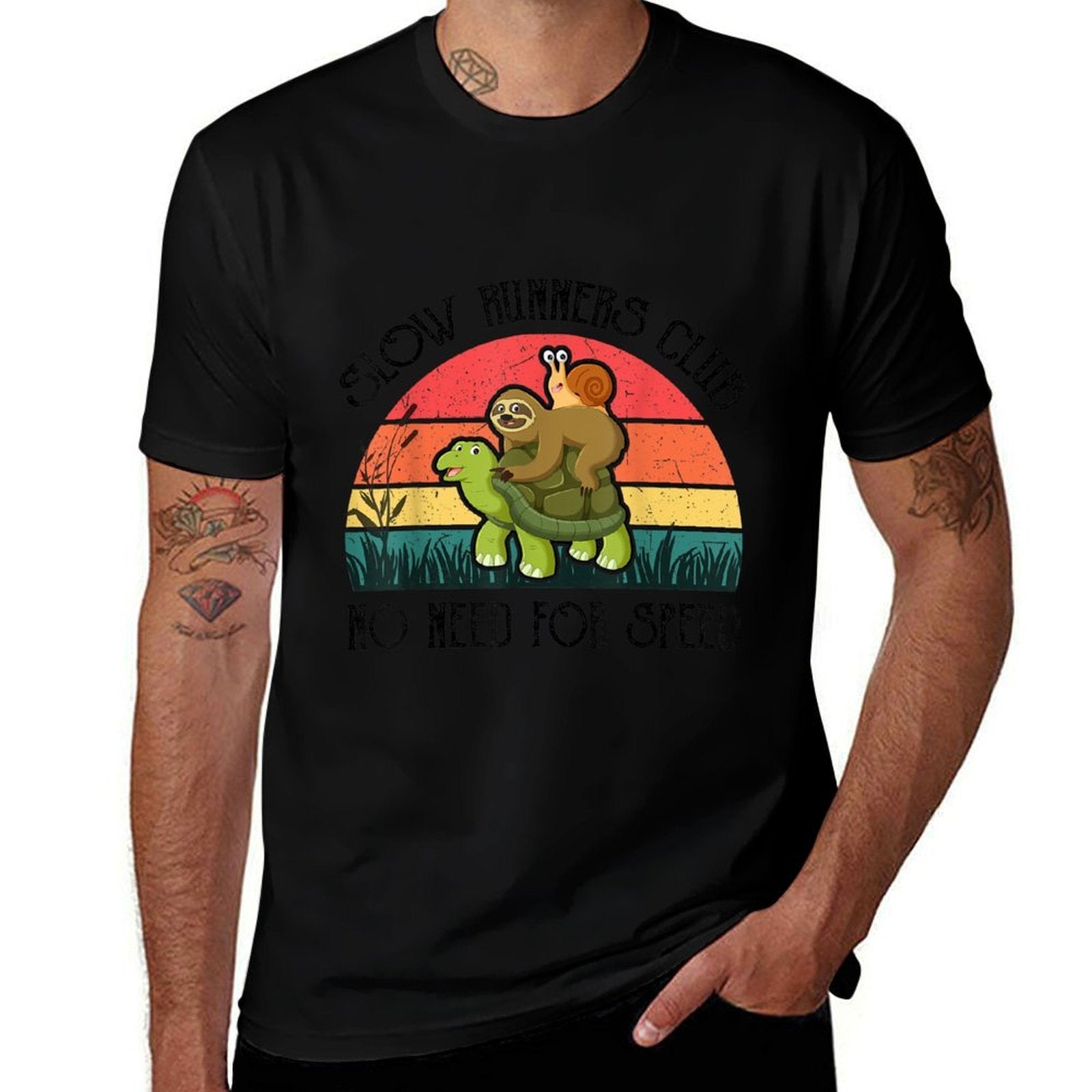 Funny Lazy Sloth Snail Riding Turtle Slow Runners Club  Classic T-Shirt