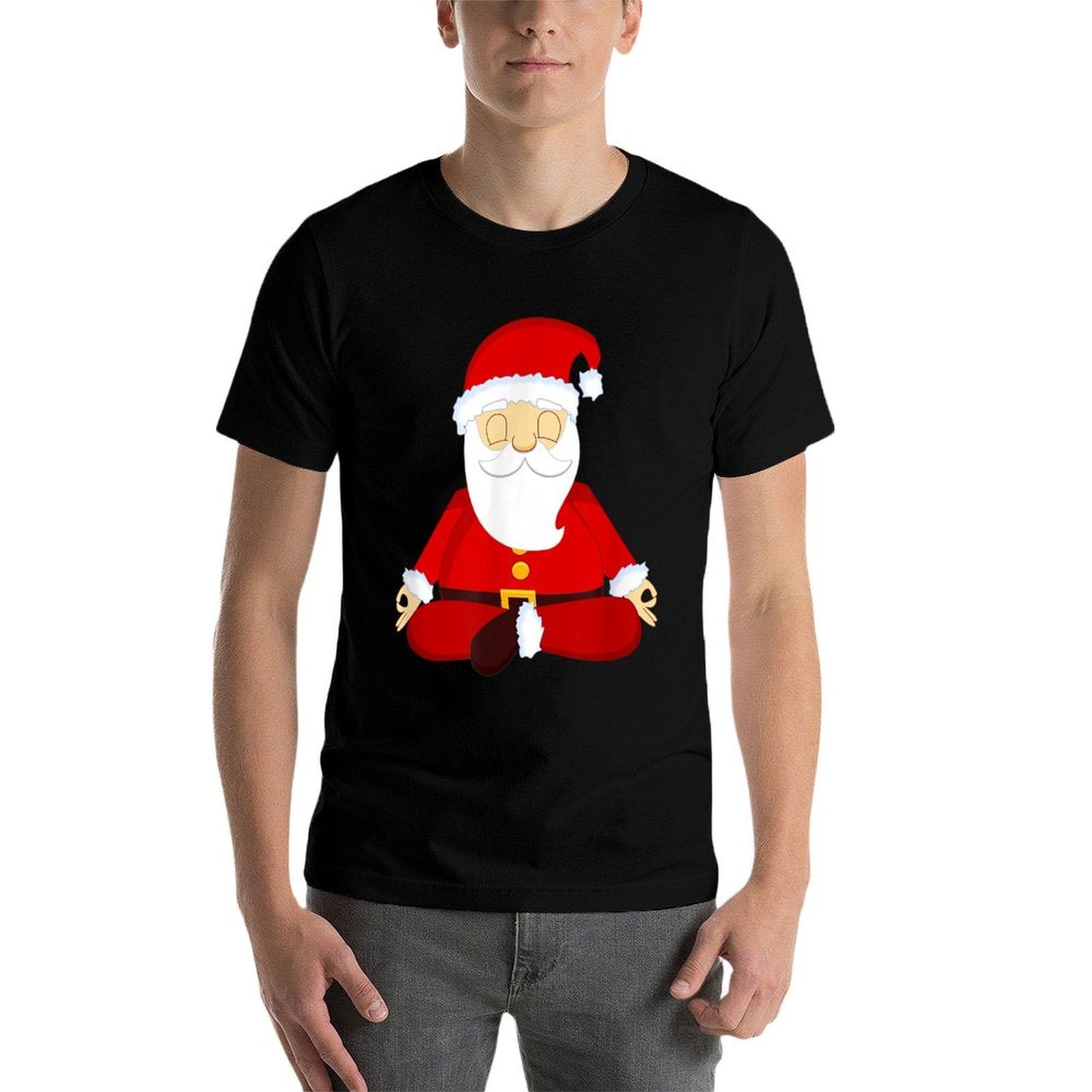 Funny Santa Claus Christmas Yoga Lotus Pose  Classic T-Shirt