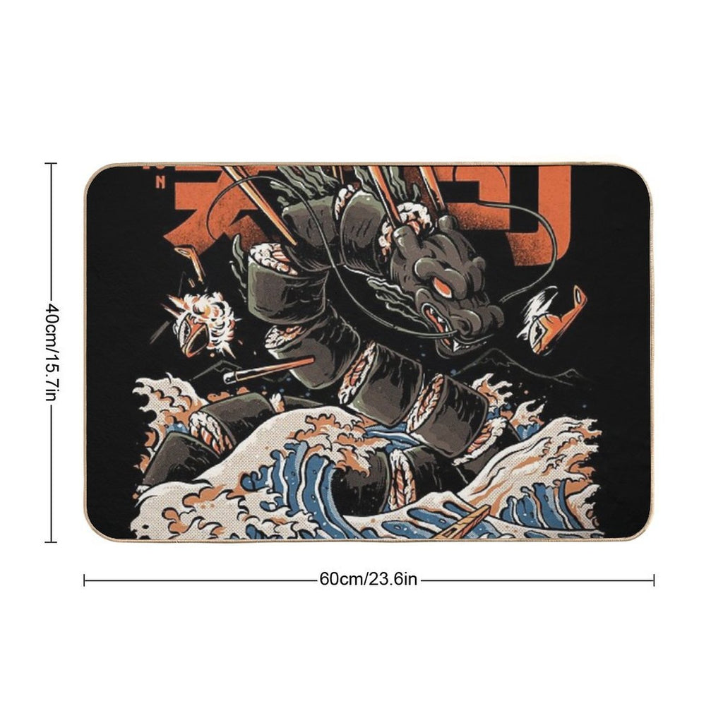 The Black Sushi Dragon  Absorbent Bath Mat