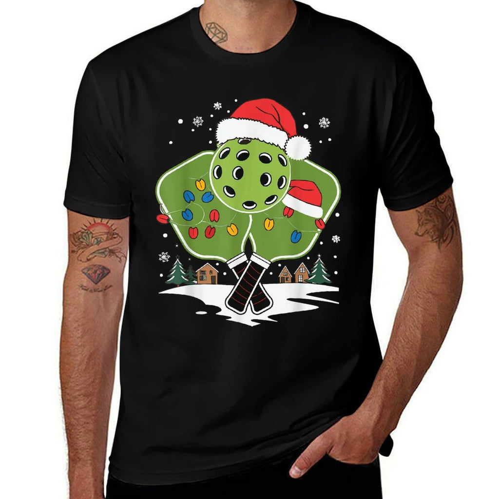 Pickleball Christmas  Oversized Silhouette T-Shirt