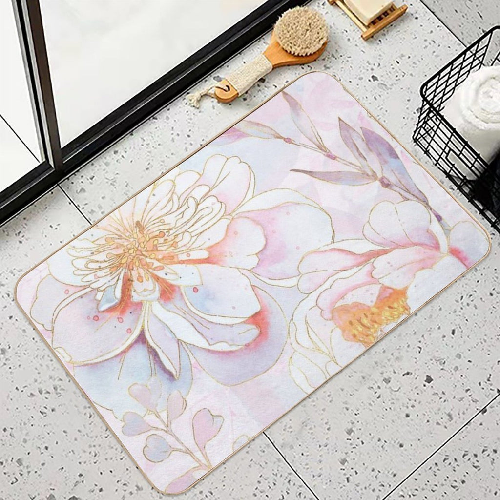 Maisie's Peonies Dreamy Pastel Garden Floral  Long-Lasting Bath Mat