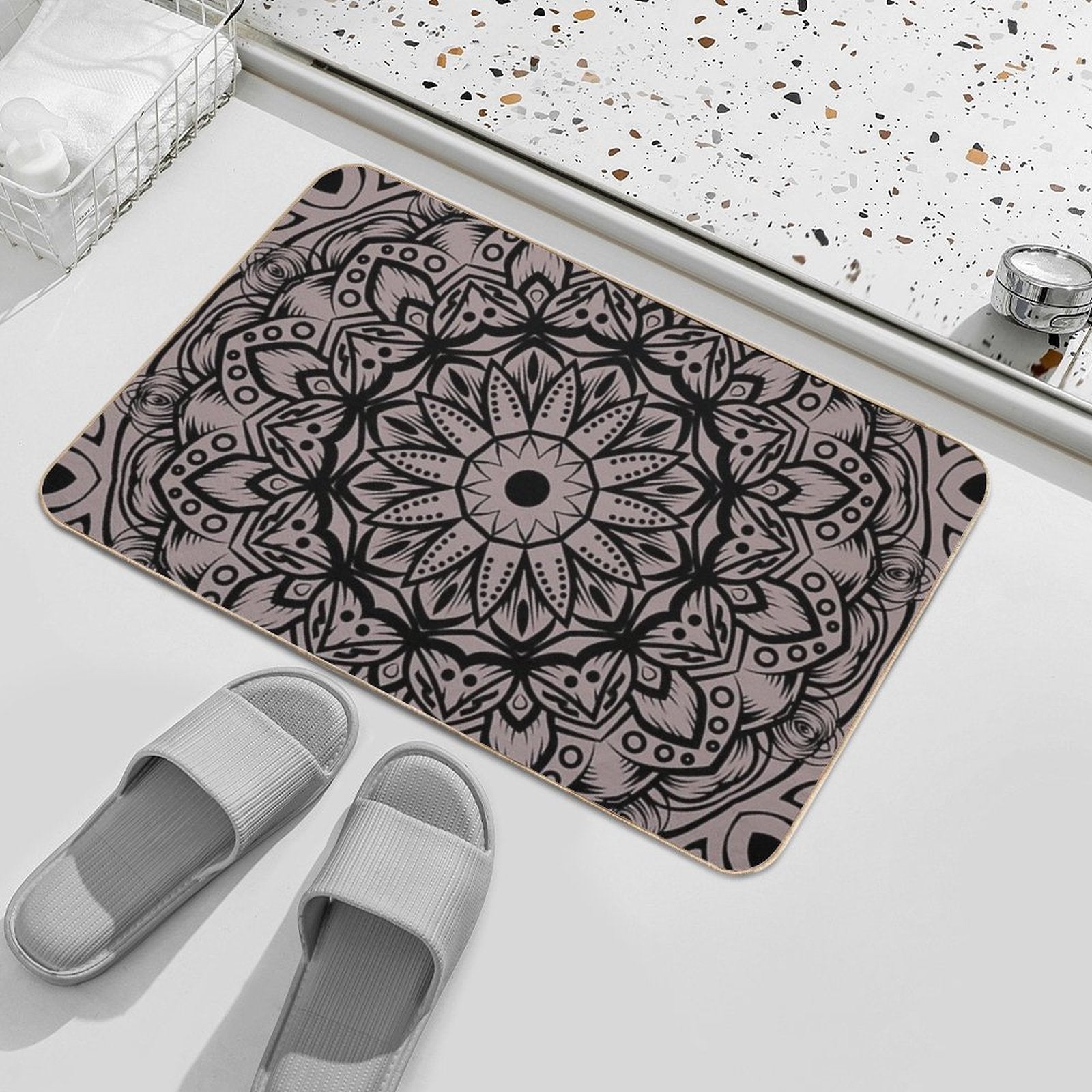 Mandala Floral Art  Pet-Safe Bath Mat