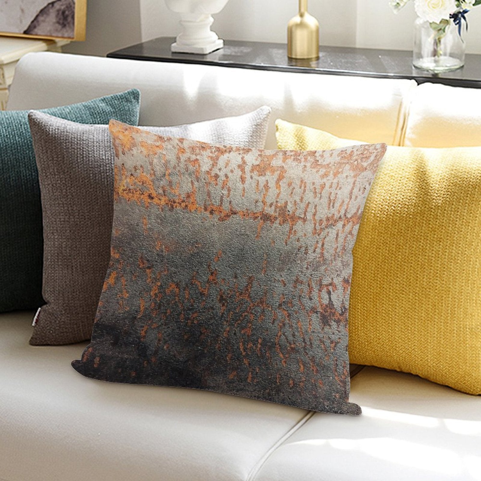 Light Rust Soft Reinforced Edging Throw Pillow