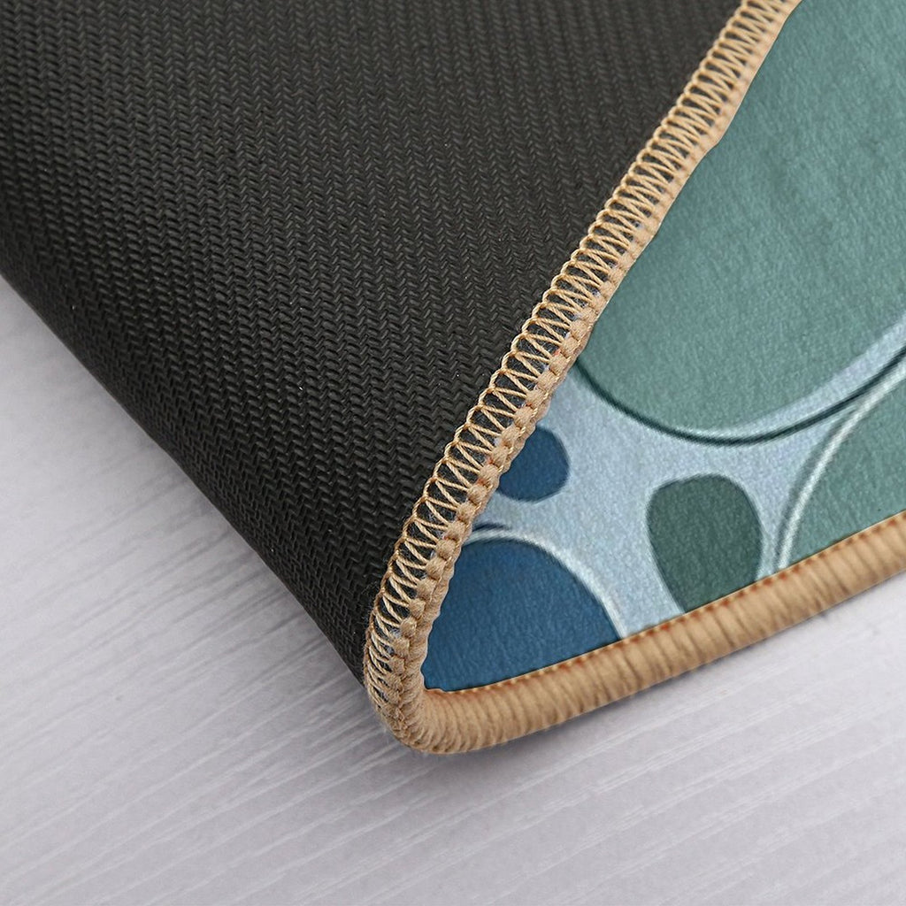 Boho Blue Blob – Minimalist Abstract Fluid Art  Fade-Resistant Bath Mat